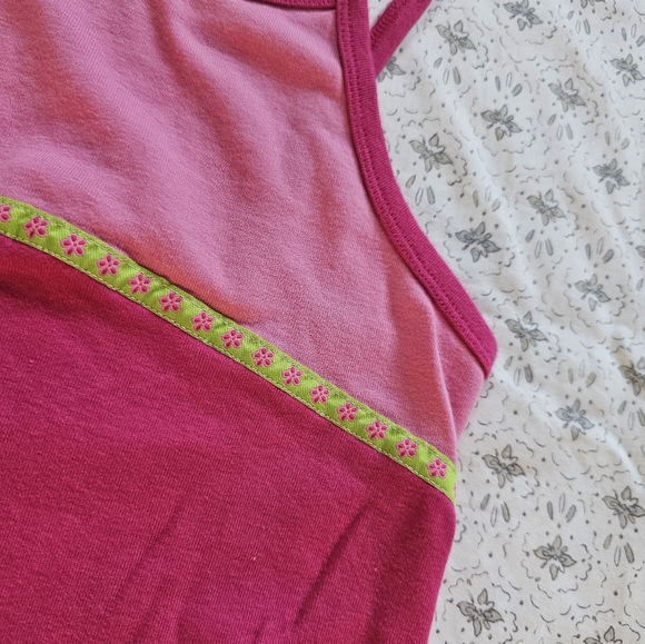 Y2K Pink Floral Stripe Colorblock Tank - Picture 2 of 4